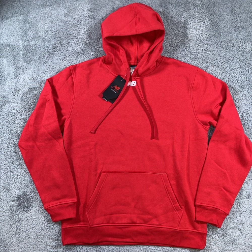 New Balance Sweatshirt Hoodie Bright Red With Embroidered Logo Men's Size Large